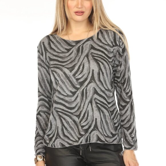 Grey & Black Zebra Print Top - Picture 4 of 8